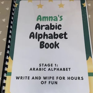 Alfabeto árabe PERSONALIZADO Escribir y borrar Etapa 1 Alfabeto árabe Alif Ba Ta, Regalo de Eid, Aprender árabe, Educación en el hogar musulmana, Educación en el hogar islámica.