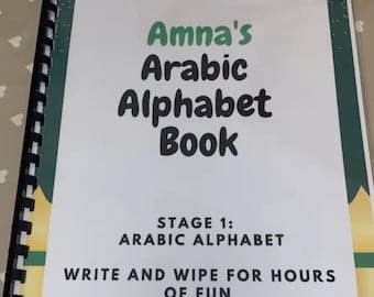 PERSONALISED Arabic Alphabet Write & Wipe Stage 1 Arabic Alphabet Alif Ba Ta, Eid Gift, Learn Arabic, Muslim homeschool, islamic homeschool.