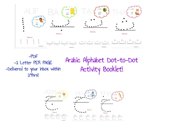 Arabic Alphabet dot to dot activity booklet ALIF TO YA | Etsy