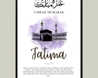 A4 Personalised Umrah Frame, Umrah Mubarak, Umrah Print, Umrah Gift, Umrah frame, Umrah Duas, Islamic Gift, Umrah Essentials, Umrah Gifts