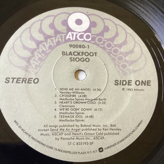 Blackfoot Siogo Stereo Vinyl LP 1983 Atco Records 90080-1 - Etsy
