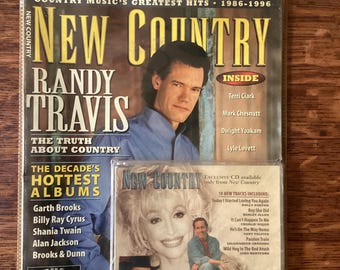 New Country Magazine Randy Travis Cover and 10 Track CD with Dolly Parton, Harley Allen, John Hartford, Salamander Crossing, Still sealed