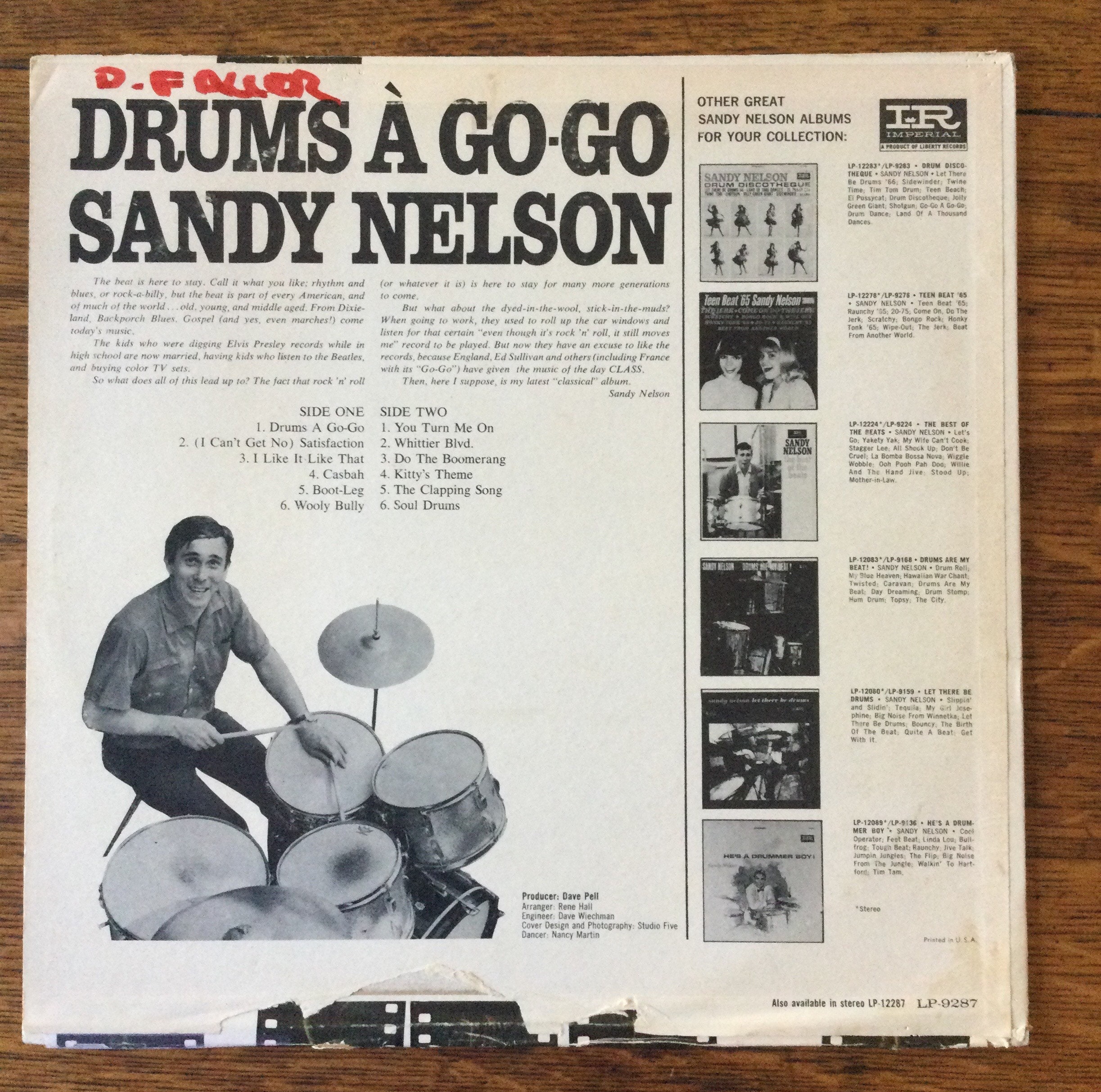 I Can T Get No Satisfaction Traduction Sandy Nelson Drums A Go-Go Vinyl Mono LP 1965 Imperial Records - Etsy France
