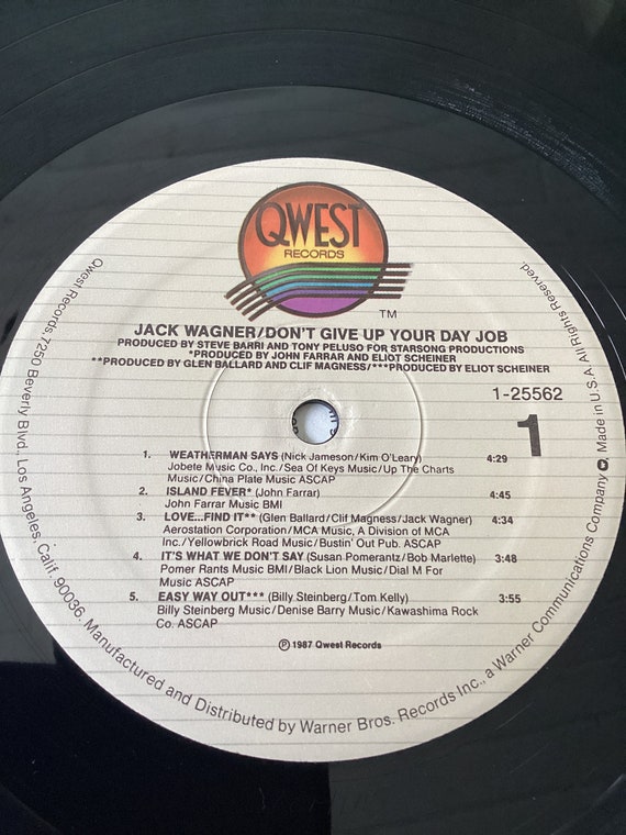 Jack Wagner Don't Give up Your Day Job Stereo Vinyl Lp 1987