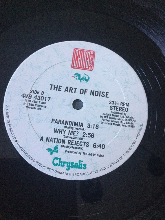 The Art Of Noise Paranoimia 12” 33 RPM Stereo Single Vinyl The Art Of Noise Paranoimia 12” 33 RPM Stereo Single Vinyl