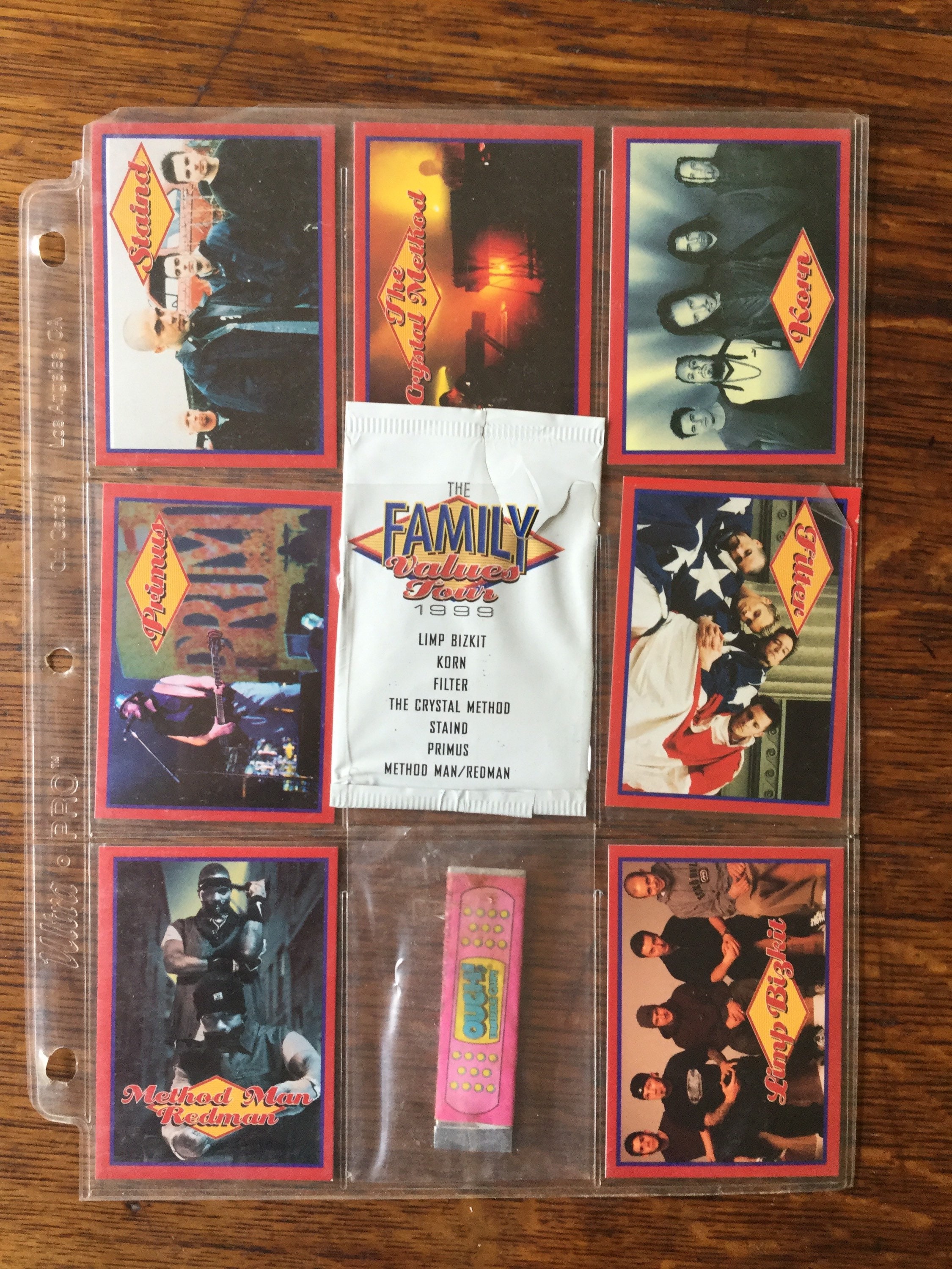 Family Values Tour 1999 Collector Cards Full Set of 7 Korn, Filter