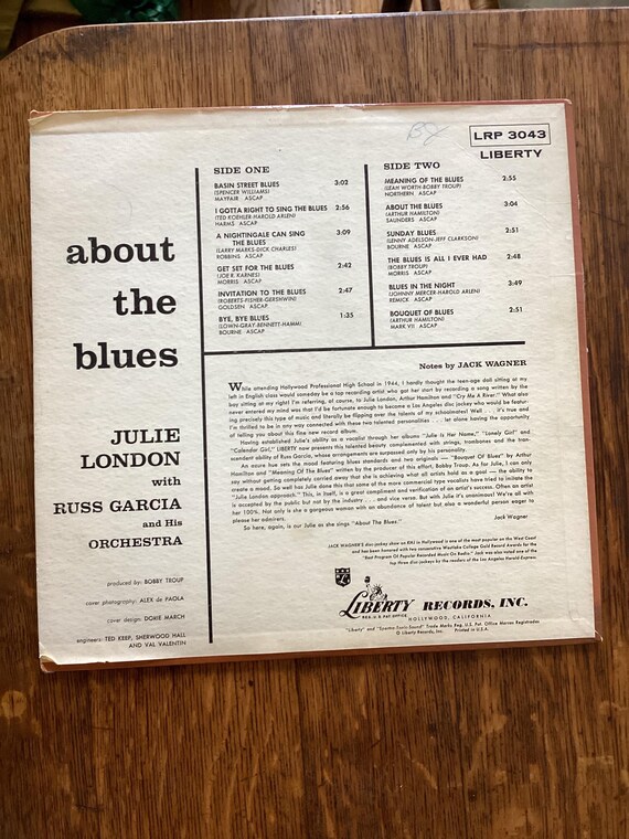 Julie London - About the Blues - Mono Vinyl LP 1957 Liberty