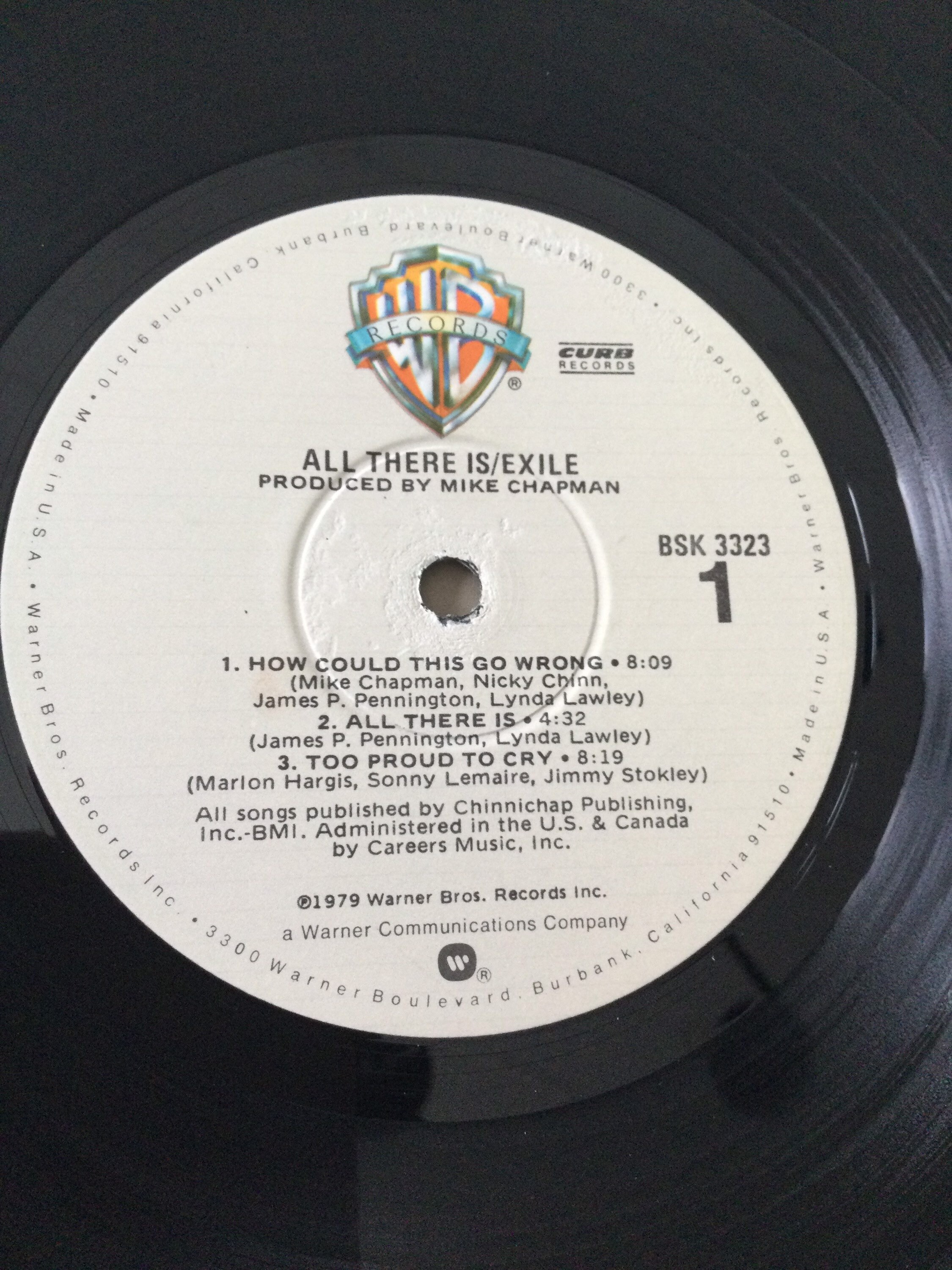 Exile All There is Stereo Vinyl LP 1979 WB Records BSK 3323