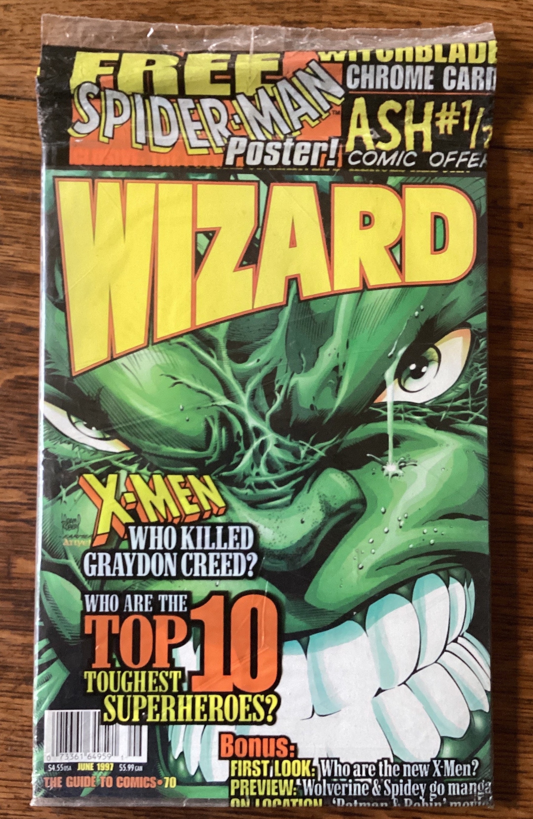 Wizard the Comic Magazine 70 June 1997 Witchblade Chrome Card Green
