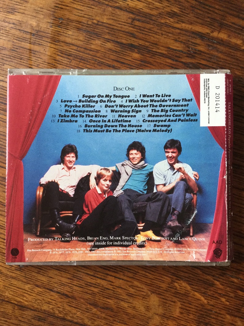 Talking Heads Sand in the Vaseline CD 1992 Sire/wb Records Etsy