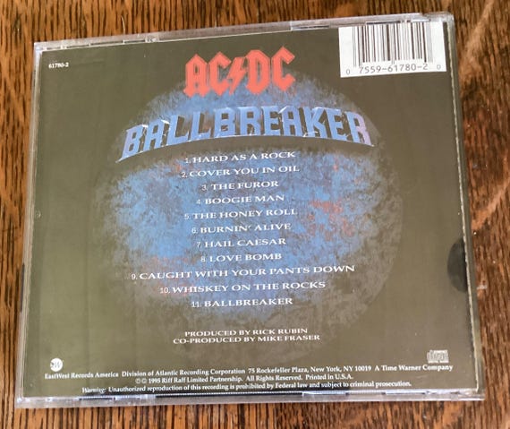 AC/DC - Ballbreaker - CD 1995 Eastwest Records 61780-2 - Etsy Canada