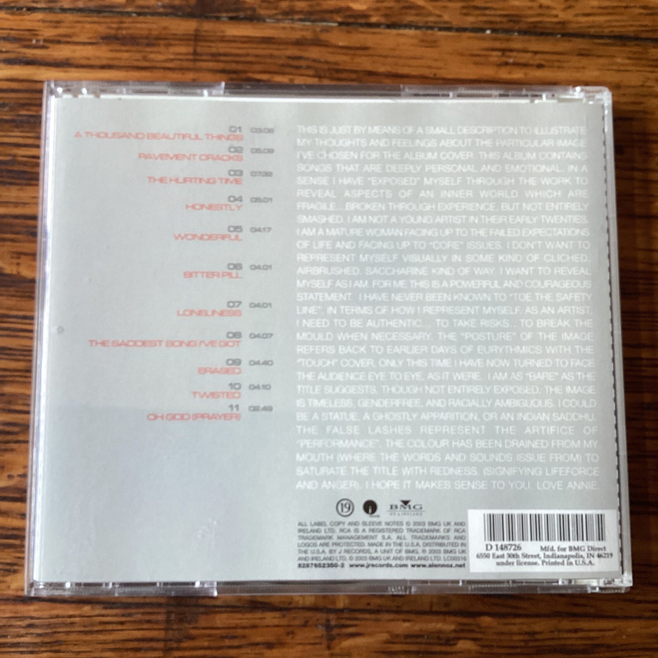 Annie Lennox - Bare - CD 2003 J Records 828765350-2 - Etsy