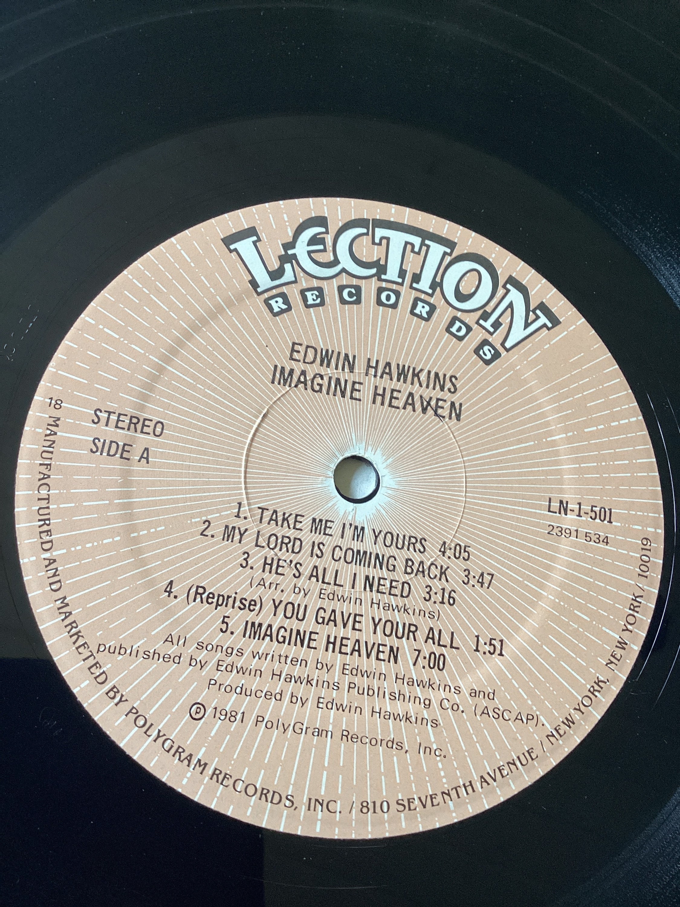米CD Edwin Hawkins Imagine Heaven 8387122 Lection Records /00110 Edwin Hawkins Imagine Heaven Stereo Vinyl LP 1981 Lection Records
