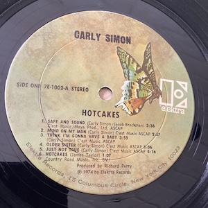 Carly Simon Hotcakes Stereo Vinyl Gatefold LP 1974 Elektra Records 7E