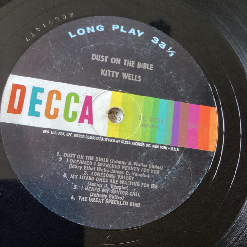 Kitty Wells Dust on the Bible Stereo Vinyl LP 1960 Decca Records DL
