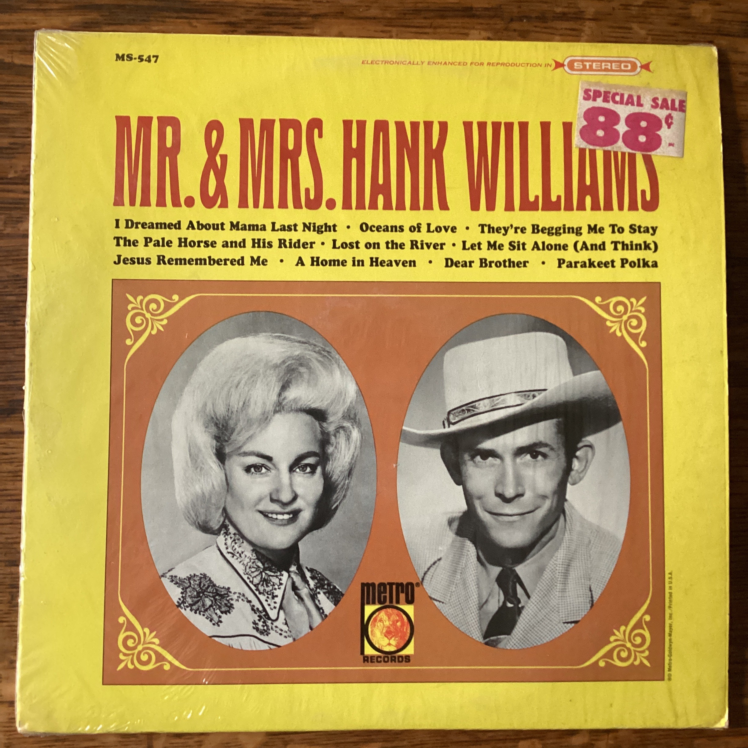 Mr. \u0026 Mrs. Hank Williams Hank and Audrey Stereo Vinyl LP 1966 Metro Records  MS-547 - Etsy, image size:2448x2448
