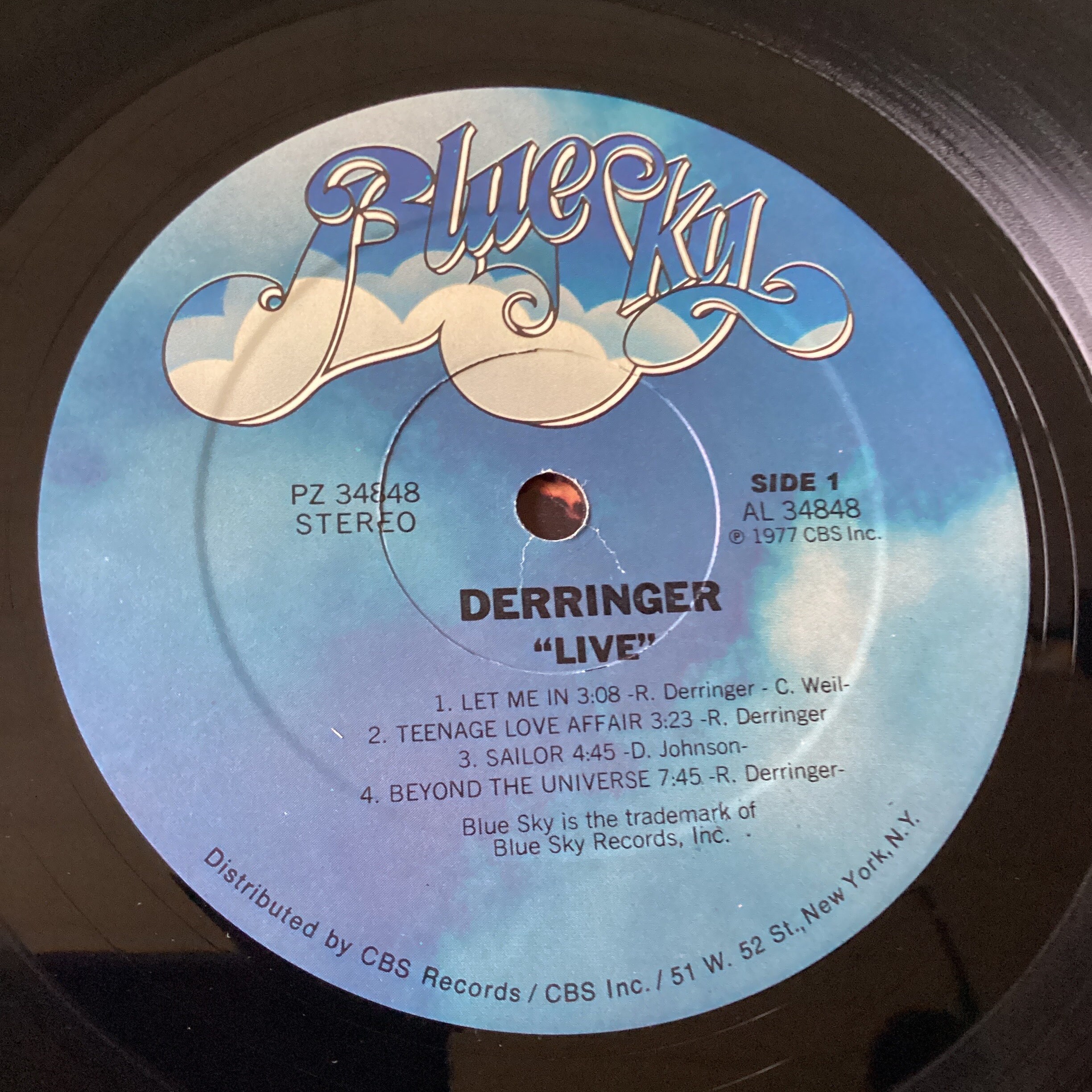 Rick Derringer Live Stereo Vinyl Lp 1977 Blue Sky Records PZ