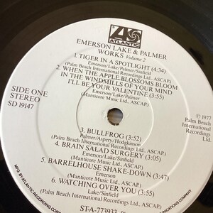 Emerson Lake & Palmer - Works Vol. 2 - Stereo Vinyl Lp 1977 Atlantic Record SD 19147 bild 3