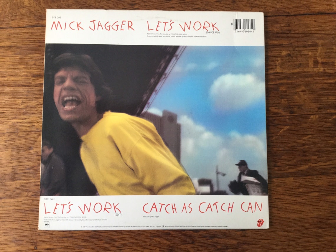 Mick Jagger Lets Work 1987 Columbia Records Stereo 12 Single Etsy