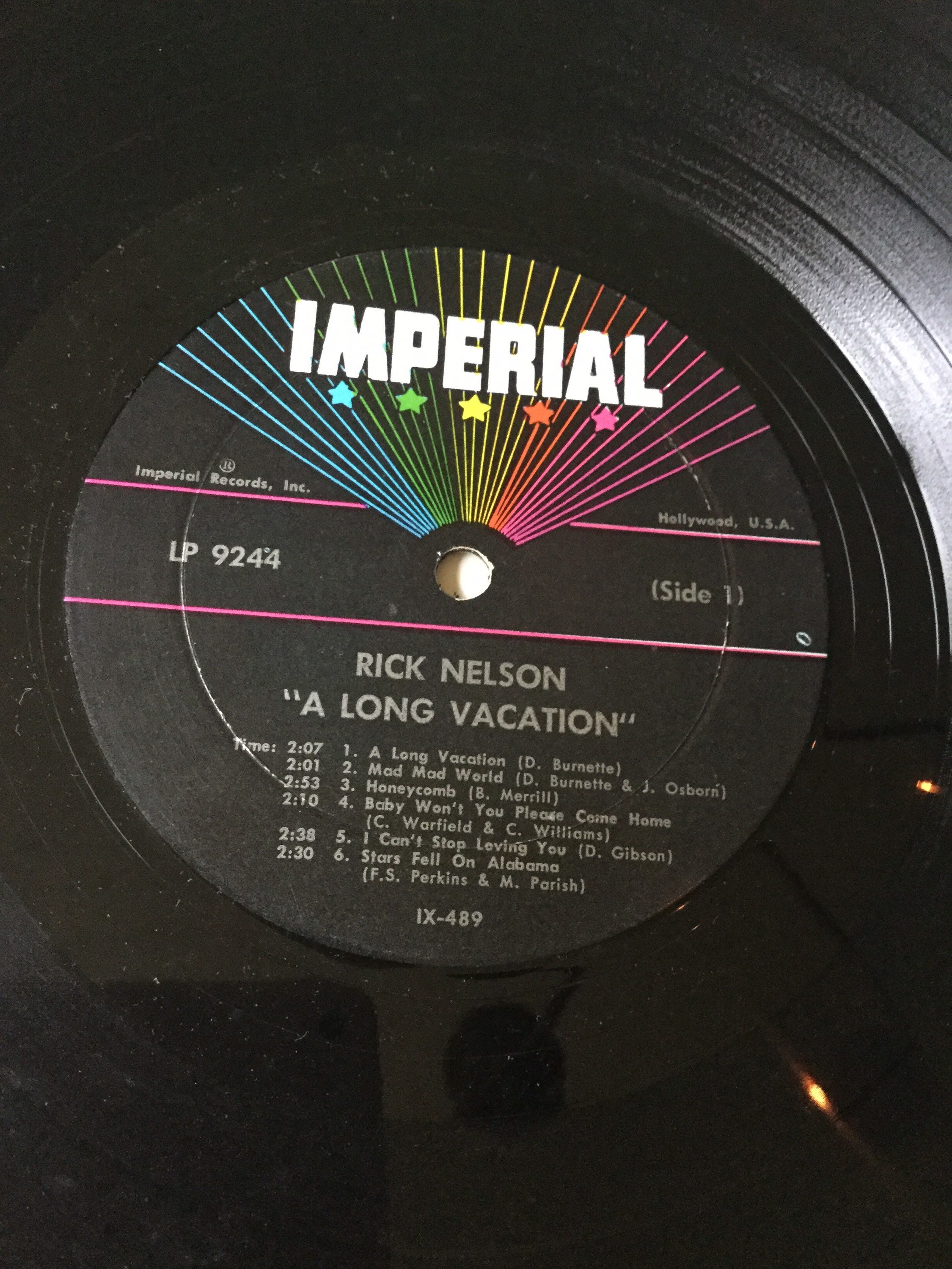Rick Nelson Una largas vacaciones Mono Vinilo Lp 1963 Imperial | Etsy