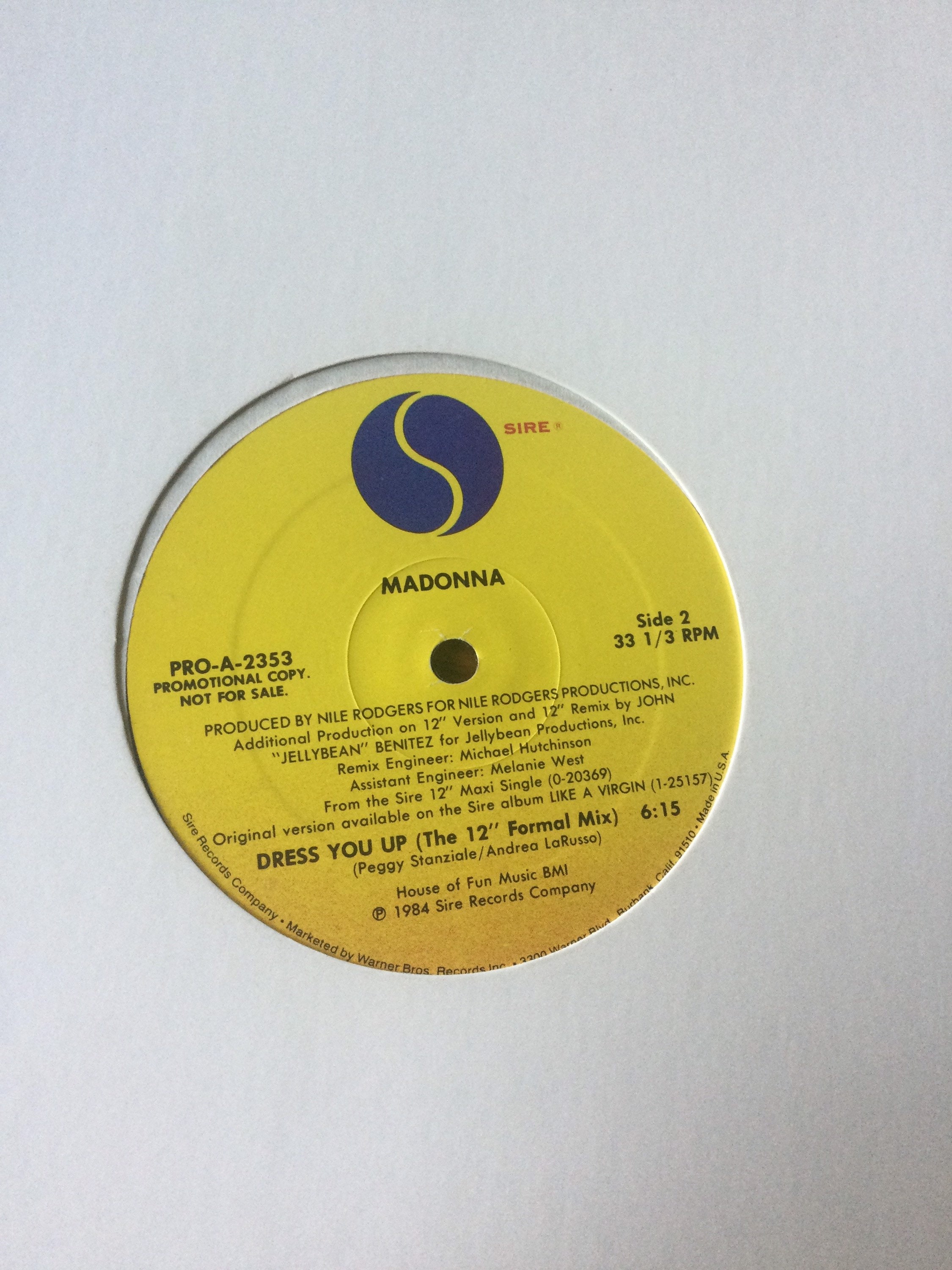 Madonna Dress You Up 1984 USA 12" vinyl PRO-A-2353