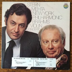 Isaac Stern Zubin Mehta NY Philharmonic Brahms Violin Concerto Stereo Vinyl Classical LP Columbia Records M35146 WLP