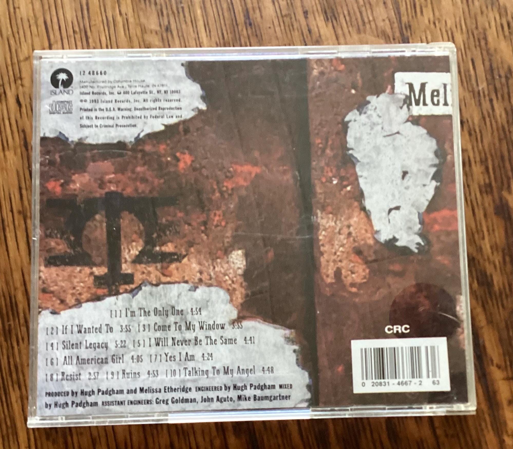 Melissa Etheridge - Yes I Am - Stereo CD 1993 Island Records 12