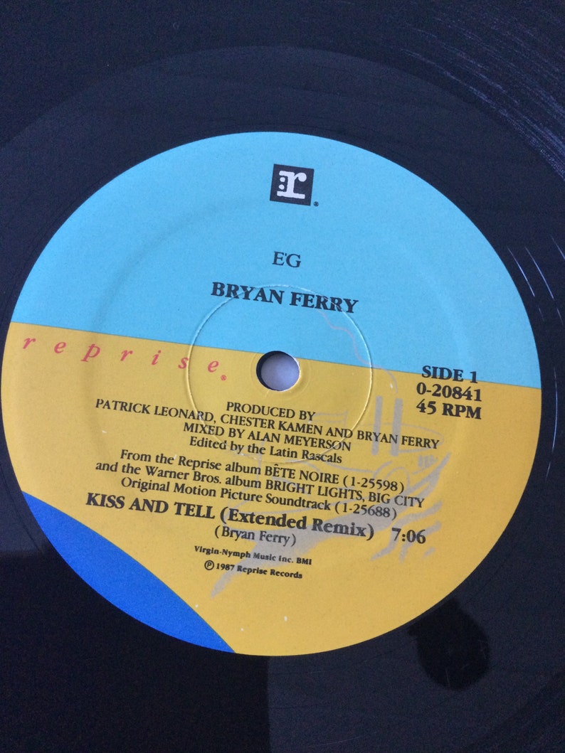 Bryan Ferry Kiss and Tell/zamba Stereo Vinyl 12” Single 45 RPM 1987 ...