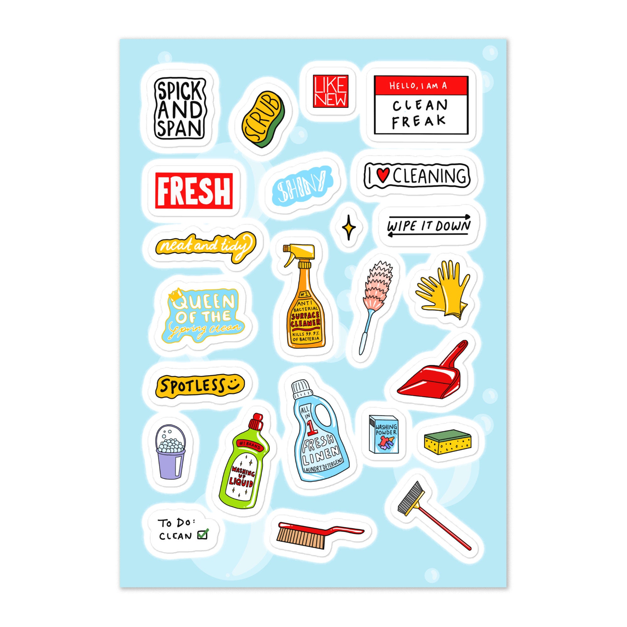 Clean Decal Cleaning Sticker Pack Sheet - for Notebooks / Laptops / Phones ...
