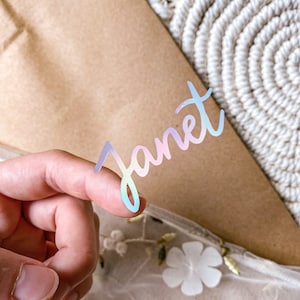 Pegatina holográfica con nombre de arcoíris: pegatina holográfica personalizada con nombre, calcomanía con nombre colorida personalizada, pegatina de vinilo con nombre para computadora portátil