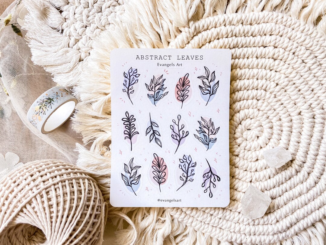 Sticker Sheet Abstract Leaves Bullet Journal Stickers, Planner Stickers ...