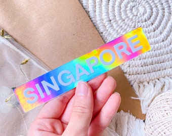 Singapore sticker - Holographic Singapore sticker, rainbow Singapore sticker, SG laptop sticker, luggage sticker, travel stickers, map