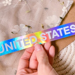 Pegatina de Estados Unidos - Pegatina holográfica de EE. UU., pegatina de país arco iris, pegatina de computadora portátil SG, pegatina de equipaje, pegatinas de viaje, mapa