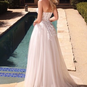 A-Line Sweetheart Applique Corset Tiered Tulle Dress Tahiti main image 1
