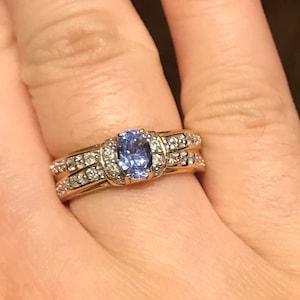 Vintage 14K Gold Ceylon Sapphire Diamond Ring - US 6