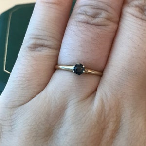 Vintage 14K Gold Sapphire Ring: Victorian Solitaire, Size 5.5