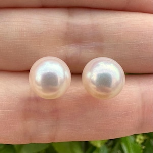 18K Yellow Gold 8MM High Luster Akoya Pearl Studs, Japanese Akoya Pearl  Earrings, Wedding Earrings, Bridal Earrings