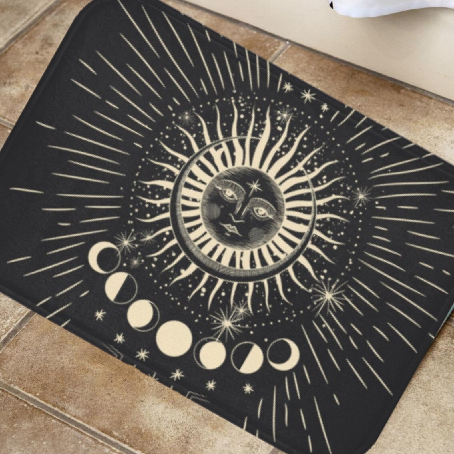 Astrology Bath mat Celestial Bathroom Decor Black moon and | Etsy