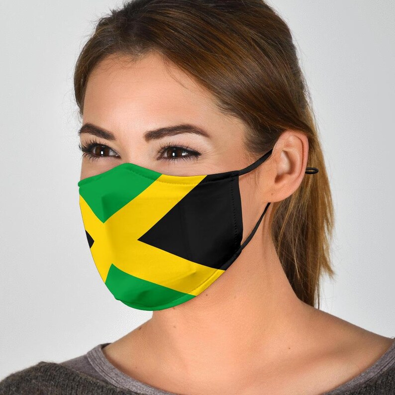 Jamaica Flag Face Mask with Filters Jamaican Flag Face Mask Etsy