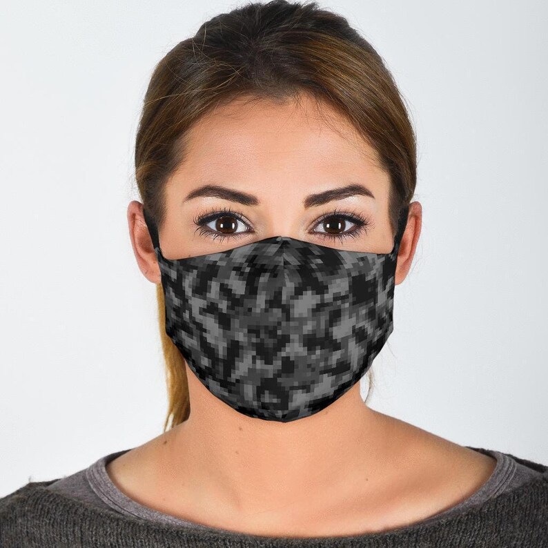 Black Digital Camo Face Mask with Filters. Digital Camouflage Etsy