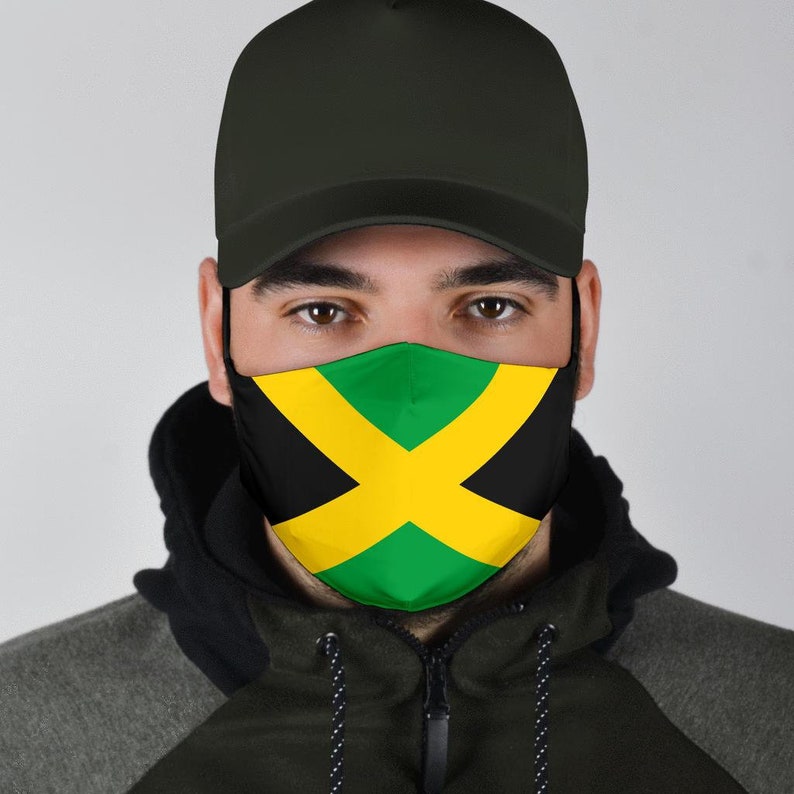Jamaica Flag Face Mask with Filters Jamaican Flag Face Mask Etsy