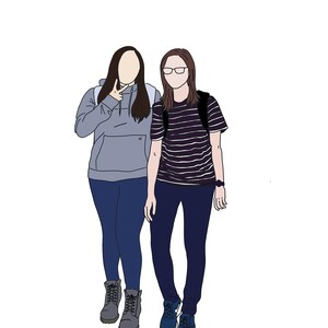 Aangepaste gekleurde lijntekening voor vrienden/familie/paar | Gepersonaliseerd cadeau | aangepast ontwerp, illustratie [GIFT]