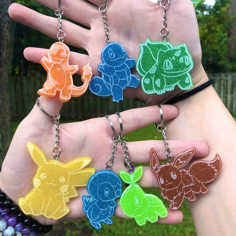 Pokemon Keychain Charmander Bulbasaur Squirtle Etsy