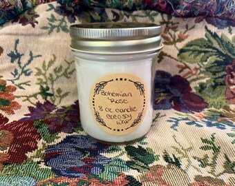 Vela Boho Rosa / Vela de soja grande con forma de rosa / Vela decorativa floral Boho para el hogar / Vela artesanal de 227 g (8 oz)