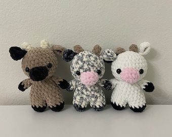 Vaca de peluche tejida a crochet: animal de peluche de poliéster hecho a mano