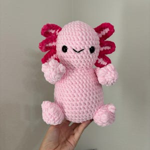 Gehäkeltes Axolotl Plüschtier, Großes gehäkeltes Axolotl Stofftier, Rosa Axolotl Plüschtier, Gelbes Axolotl Plüschtier