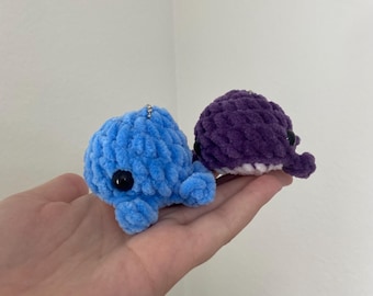 Crochet Whale Keychain Plushie, Crochet Blue Whale Keychain, Pink Whale Keychain, Yellow Whale Keychain, Green Whale Keychain
