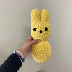 Crochet Jumbo Marshmallow Bunny Plushie, Marshmallow Bunny Plush, Yellow Marshmallow Bunny, Stuffed Animal, Food Plush