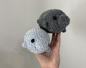 Crochet Manatee Plushie: Handmade Polyester Stuffed Animal