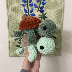 Crochet Turtle Plushie, Crochet Turtle, Turtle, Turtle Plush, Light Green Turtle, Dark Green Turtle, Plush, Plushie, Turtle Plushie